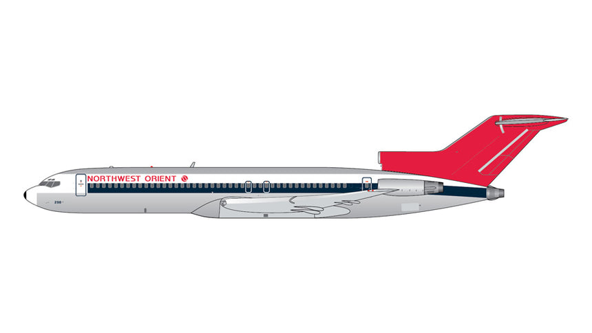 GeminiJets Northwest Orient Boeing B727-200/Adv. N298US (1980s “thermometer” livery; polished) 1/400 Aircraft Scale Model