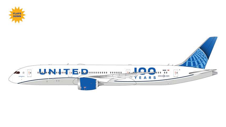 GeminiJets United Airlines Boeing B787-9 N61101 “100 Years” (flaps down) 1/400 Aircraft Scale Model