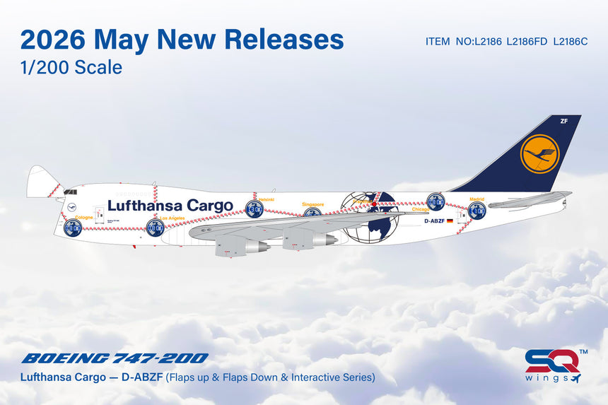 SQ Wings Lufthansa Cargo "Service Revolution" Boeing 747-200 D-ABZF 1/200 Scale Model