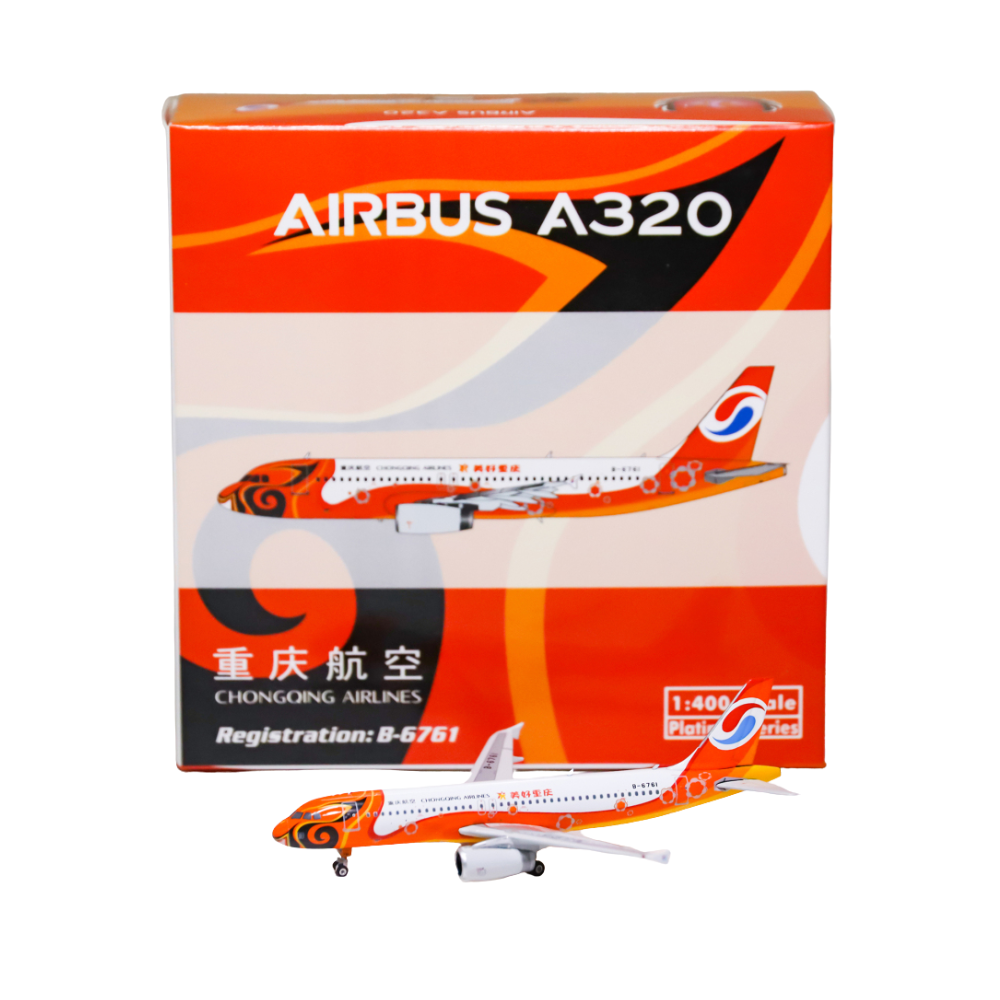 Phoenix Chongqing Airlines Airbus A320 B-6761 MeiHao Chongqing 1/400 Aircraft Scale Model