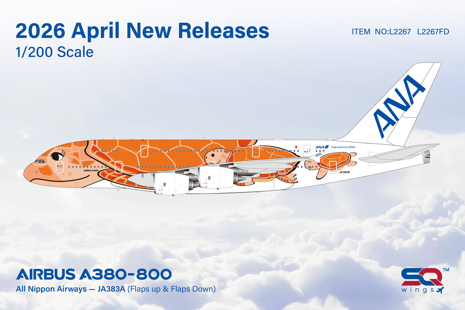 SQ Wings All Nippon Airways Airbus A380 JA383A 1/200 Aircraft Scale Model