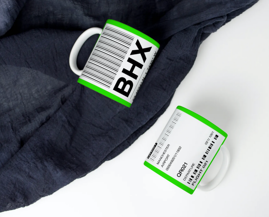 Birmingham Airport (BHX) Baggage Tag Mug - Airport Series
