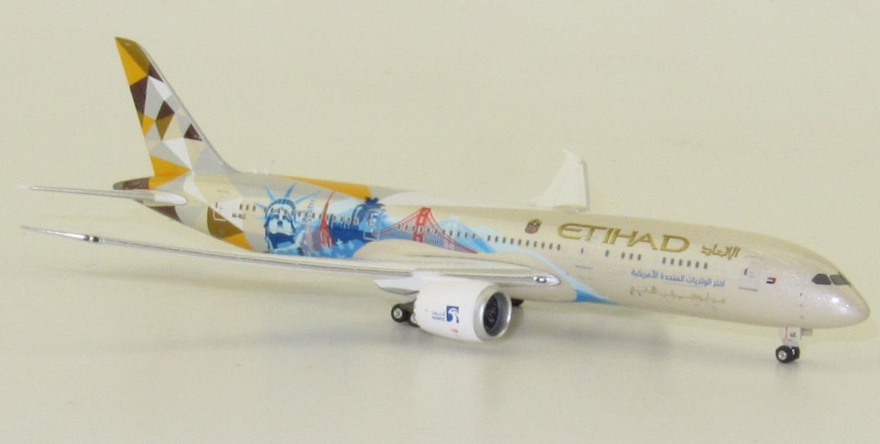 Phoenix Etihad Airways Boeing 787-9 'Choose the USA' A6-BLC 1/400 Aircraft Scale Model