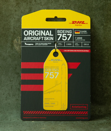 DHL Aviationtag B757 1006誕生日番号 Aviationtag DHL Express Boeing 757 - D-ALEW Yellow