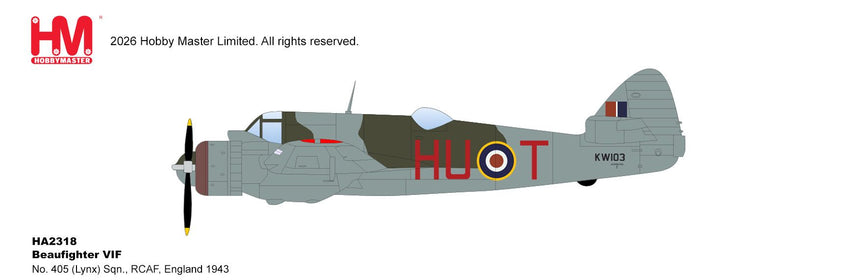 Hobby Master Beaufighter VIF No. 405 (Lynx) Sqn., RCAF, England 1943 1/72 Aircraft Scale Model