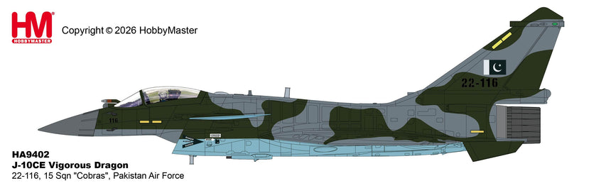 Hobby Master J-10CE Vigorous Dragon 22-116, 15 Sqn "Cobras", Pakistan Air Force 1/72 Aircraft Scale Model