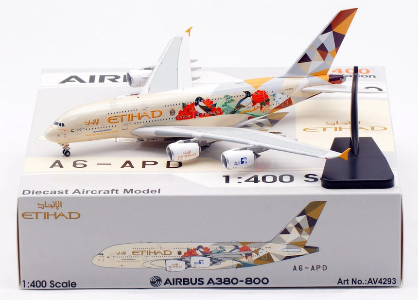 Aviation400 Etihad Airways "Choose South Korea" A6-APD detachable gear Airbus A380-800 1/400 Aircraft Scale Model