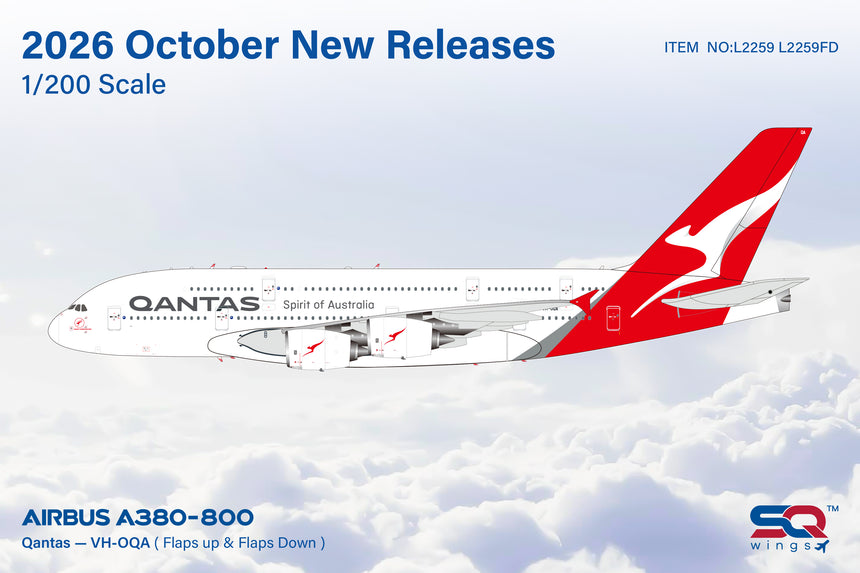 SQ Wings Qantas Airbus A380 VH-OQA 1/200 Aircraft Scale Model
