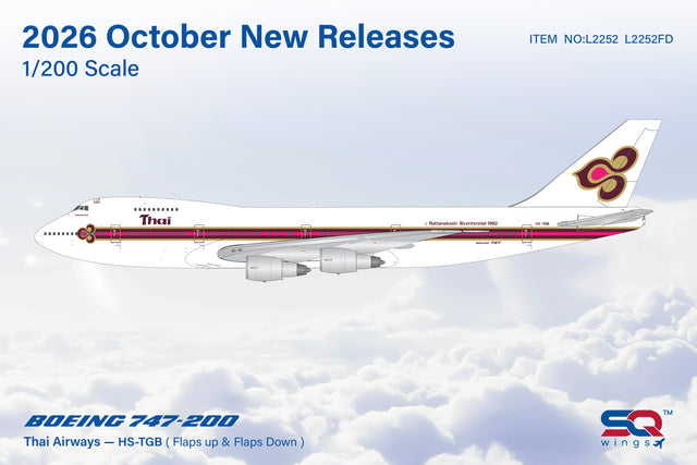 SQ Wings Thai Airways Boeing B747-200 HS-TGB 1/200 Aircraft Scale Model