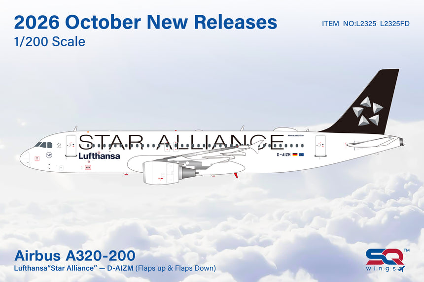SQ Wings Lufthansa Airbus A320 D-AIZM Flaps Down "Star Alliance" 1/200 Aircraft Scale Model