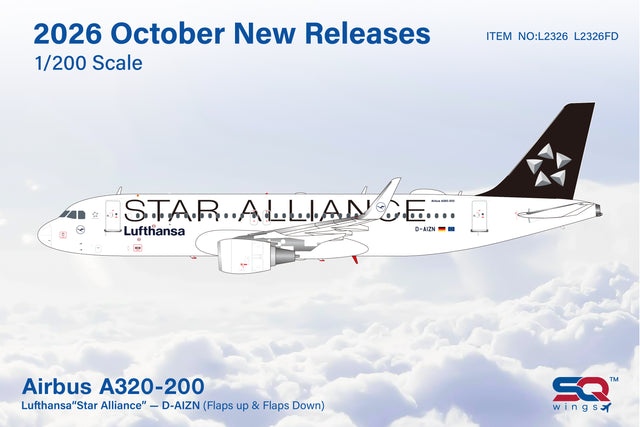 SQ Wings Lufthansa Airbus A320 D-AIZN Flaps Down "Star Alliance" 1/200 Aircraft Scale Model