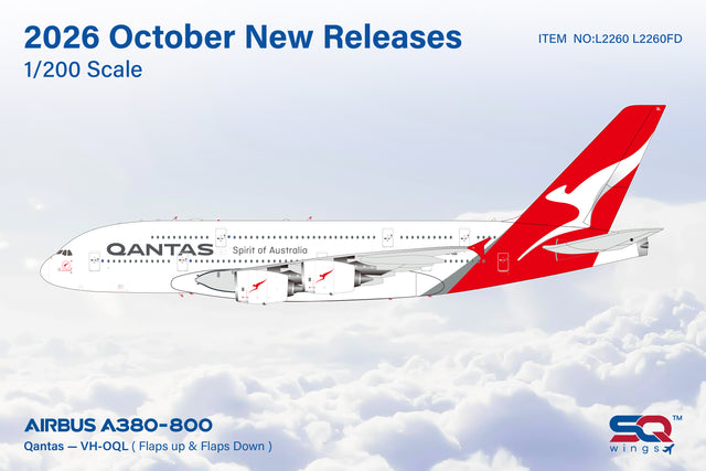 SQ Wings Qantas Airbus A380 VH-OQL Flaps Down 1/200 Aircraft Scale Model