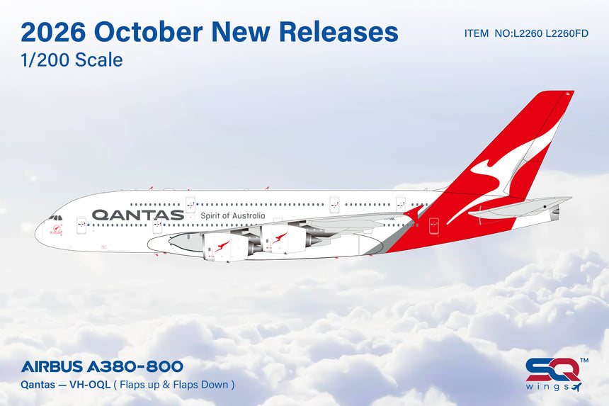 SQ Wings Qantas Airbus A380 VH-OQL 1/200 Aircraft Scale Model