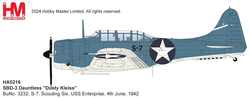 Hobby Master SBD-3 Dauntless "Dusty Kleiss" BuNo. 3232, S-7, Scouting Six, USS Enterprise, 4th June, 1942 1/32 Scale