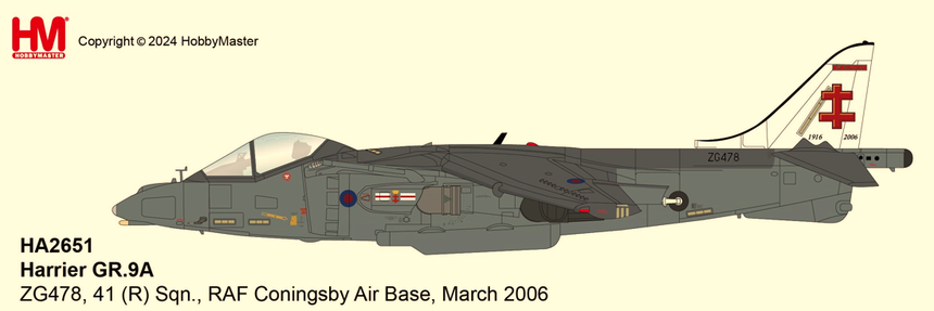Hobby Master Harrier GR.9A ZG478, 41 (R) Sqn., RAF Coningsby Air Base, March 2006, 1/72 HA2651CR