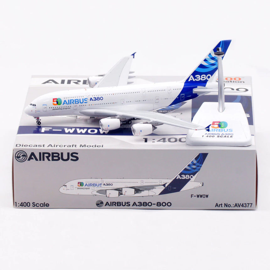 Aviation400 Airbus Industrie Airbus A380 "50 Years Pioneering Progress" F-WWOW (with metal stand and detachable gear) 1/400 Aircraft Scale Model