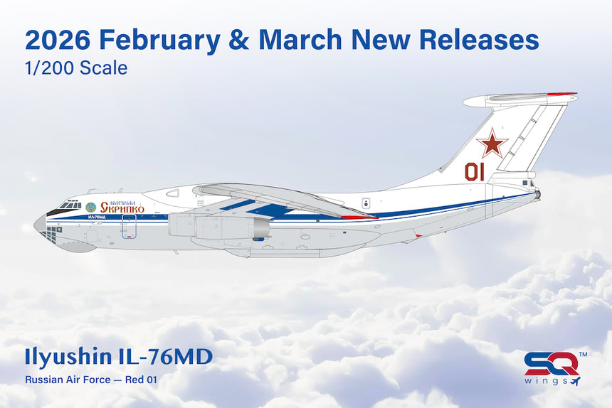 SQ Wings Russian Air Force Ilyushin IL-76 Red 01 1/200 Aircraft Scale Model